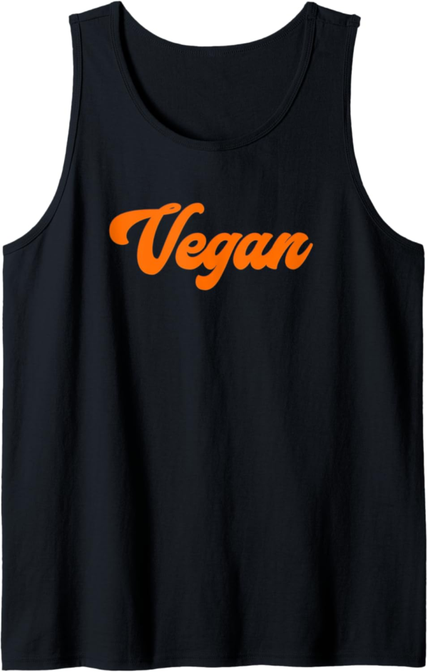 Vegan - Orange Retro and Plant Based Tank Top - Image 2